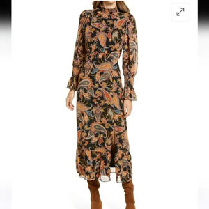 Julia Jordan Paisley Long Sleeve Midi Dress Size 2